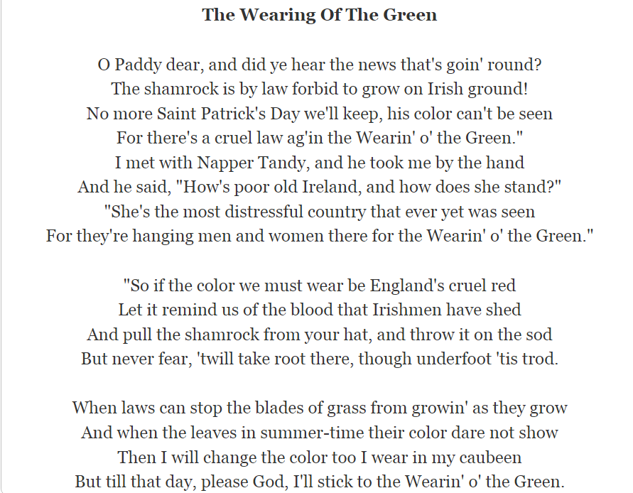 The Wearing of the Green Ballad