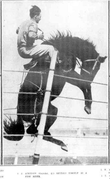 J. Atkinson (Gayndah Q.) reveals himself as a fine rider. Australasian 3rd October 1925