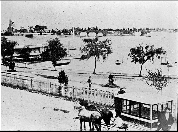 Horse drawn tram at Lake Wendouree Ballarat Victoria