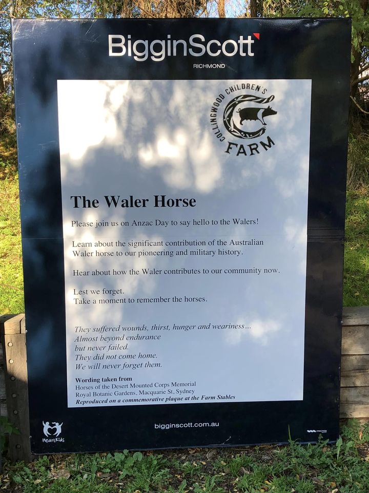 Collingwood Children's Farm Waler visit advertising sign