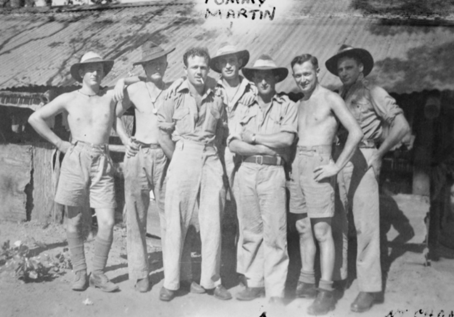 Horsemen and horsebreakers of the 2/1st North Australia Observers Unit (NAOU), known colloquially as the nackeroos, at the horse camp.
