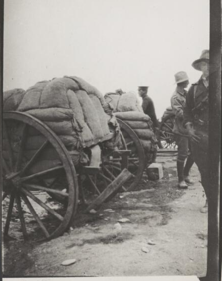 Water cart protected by sandbags, Gallipoli, Turkey, 1915
