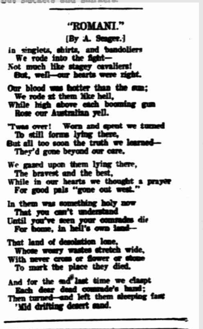 Poem Romani in newspaper 1916