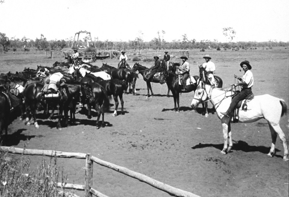 'Stockmen at the start of a muster, Todmorden, 1908.'

State Library S.A.