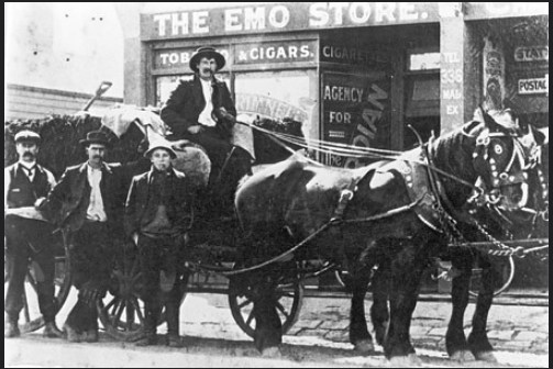 George Closter with a wagon load of manure from street cleaning activities, Mount Waverly, 1920s