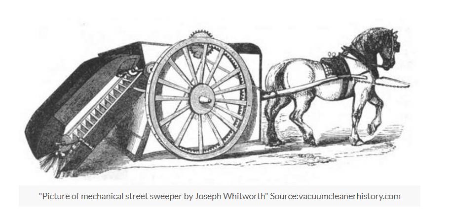 A rotating horse broom for sweeping streets