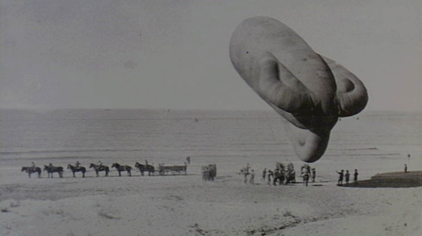 Launching an observation balloon in Gaza