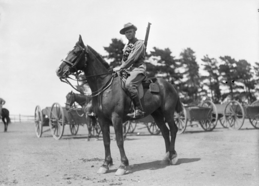 Portrait of H Watson on horseback