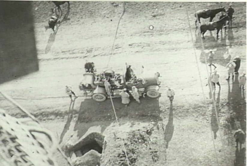 Winch vehicle seen from French Observation Balloon basket