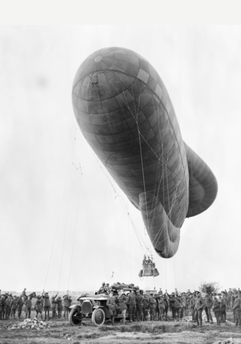 An observation balloon ascending near Ypres