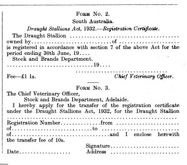 Stallion certificate 1932