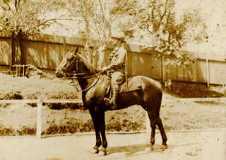 Mounted trooper 2nd Light Horse, Toowoomba Showgrounds, prior to shipping out.