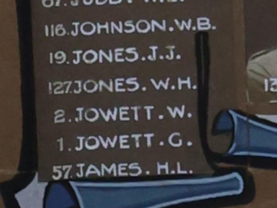 Honour roll of Light Horseman at Hurstville, close up showing Jowett brothers names