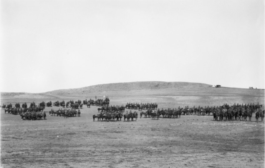 The Machine Gun Squadron of the 2nd Australian Light Horse Brigade, on parade in Palestine