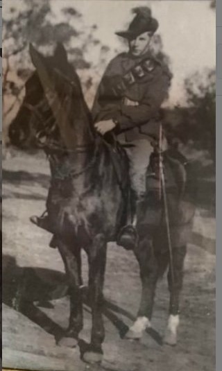 Montague Albert Turner on horseback, AIF Northern Australia, WW2 era