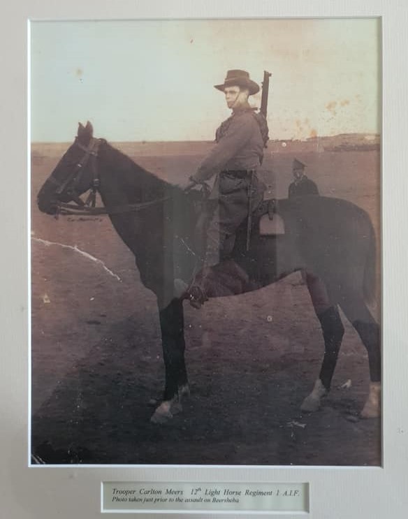 Trooper Carlton W. Meers of the 12th Light Horse. He was in the charge at Beersheba.