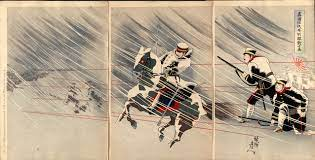 Cavalry troops in the snow in the Russo Japanese War 1904-05