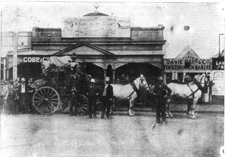 'Cobb & Co.'s booking office, Bayley Street, Coolgardie.' Western Australian Goldfields Courier, 20th November, 1895