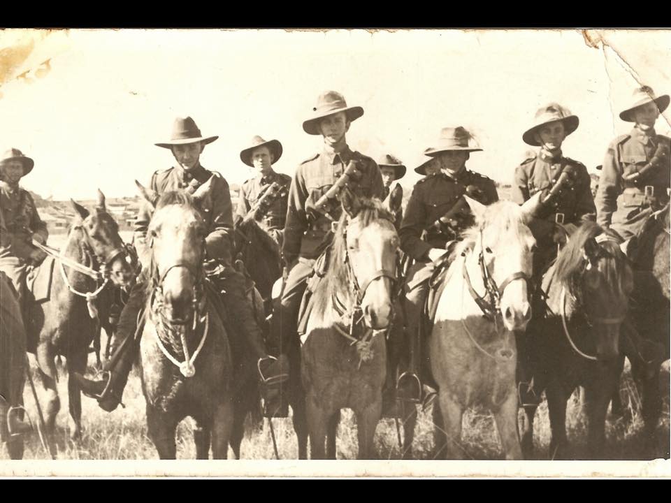 Photo of mounted Light Horsemen, supplied by Geoff Cochrane – taken at the beginning of WW2, members of the Kangaroo Valley 1/21st Light Horse, New South Wales