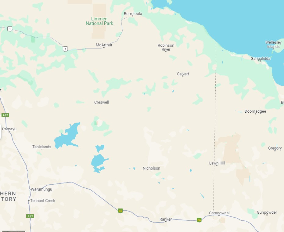 Google maps. Alexandria Station is near where Nicholson is marked. Avon Downs is down near Ranken. Google maps where Patrick and his horses roamed over the greater area and across to Queensland. When let out of jail he walked from Darwin back to the Ranken area to find his horses.