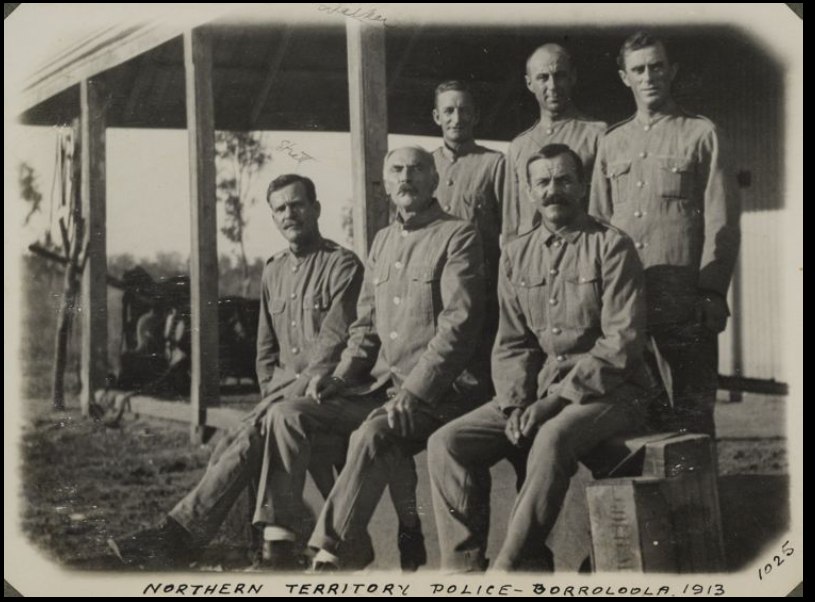 'Group portrait of six uniformed police officers taken at Borroloola station, Northern Territory, 1913.' Dearden Family Papers State Library Qld
