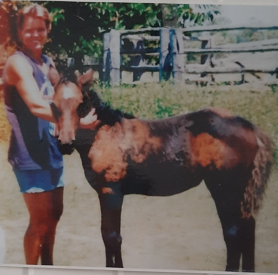 Sonia Hutchinson with Fraser Island brumby filly foal Ellie, supplied by Sonia Hutchinson