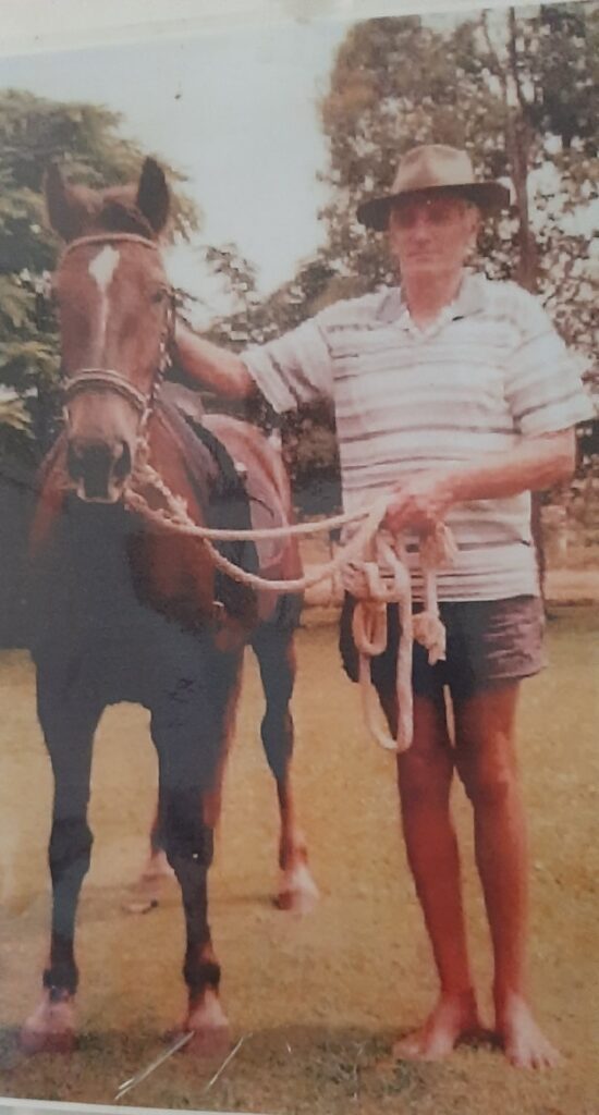 Rescued Fraser Island filly Babe, with owner Bob Buyers, photo supplied by Sonia Hutchinson