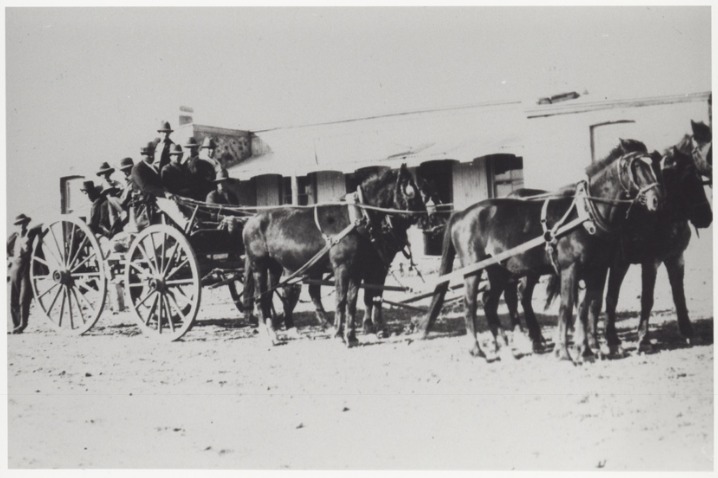 'The Horse Mail Coach outside Innamincka Hotel. 1910.' State Library S.A.