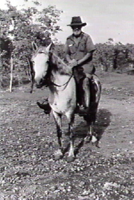 'Monty O'Sullivan, married to Grace O'Sullivan (nee Sing) who lived in Richmond, Queensland. O'Sullivan served with distinction in World War I, was a rodeo rider, horse-breaker and drover. He had a pin through one knee after being shot in the war. He was also a prospector and one time head stockman at Mataranka Station. 1931.'
Territory Stories