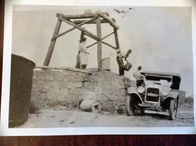 The wells must have all been constructed in the same design. This is a picture of my father (before he was) and my auntie getting water in Tennant Creek in the 1930’s, photo supplied by Neil Middleton.