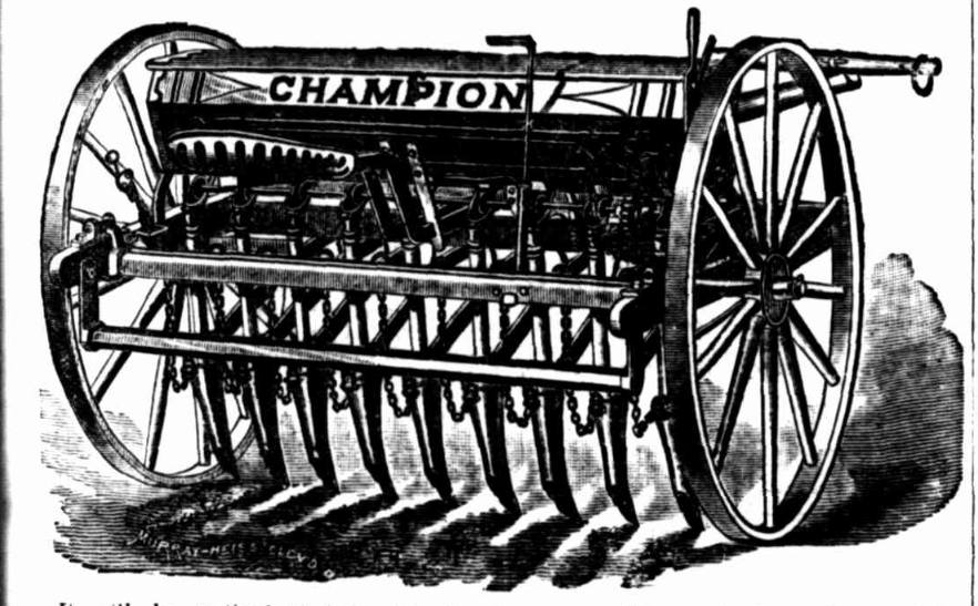 Champion Seed Drill
Illustration from The Australasian, 1st September, 1888
