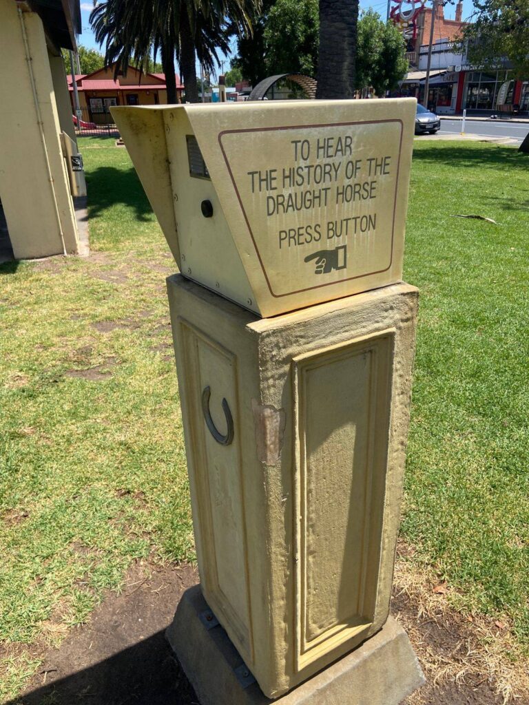 The audio stand beside the draught horse memorial at Nhill

Atlas Obscura photo