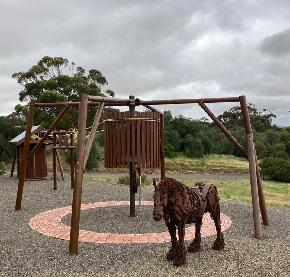 Kapunda horse works display and horse statue, Judi Manning photo