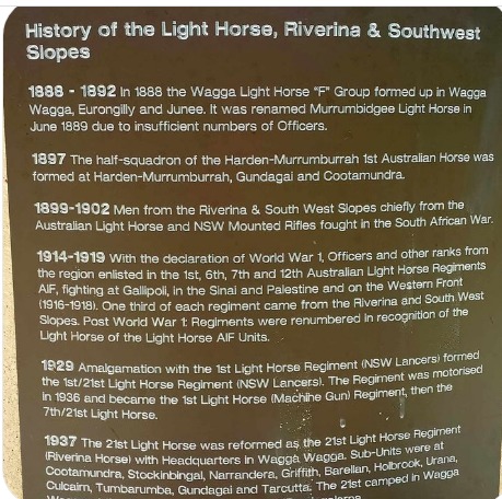 Light Horse memorial statue, Wagga Wagga, plinth plaque... Simon Andrews photo