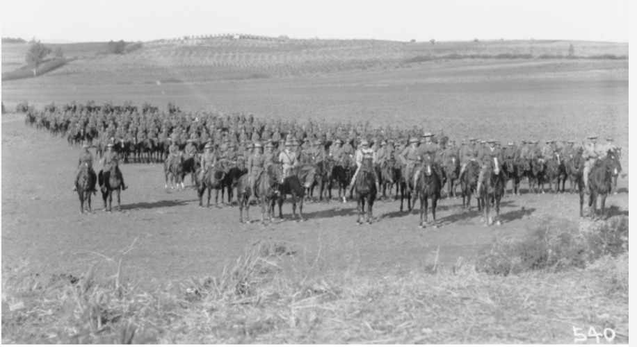 'Muster parade of the 1st Australian Light Horse Regiment November 1918.'

AWM