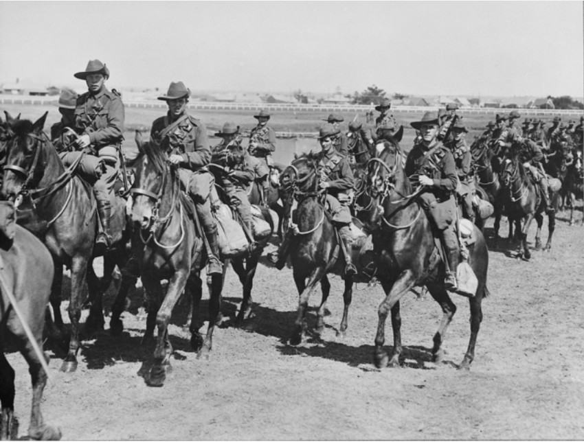 'The 1st Australian Light Horse Brigade training at Kensington. 1915.' AWM