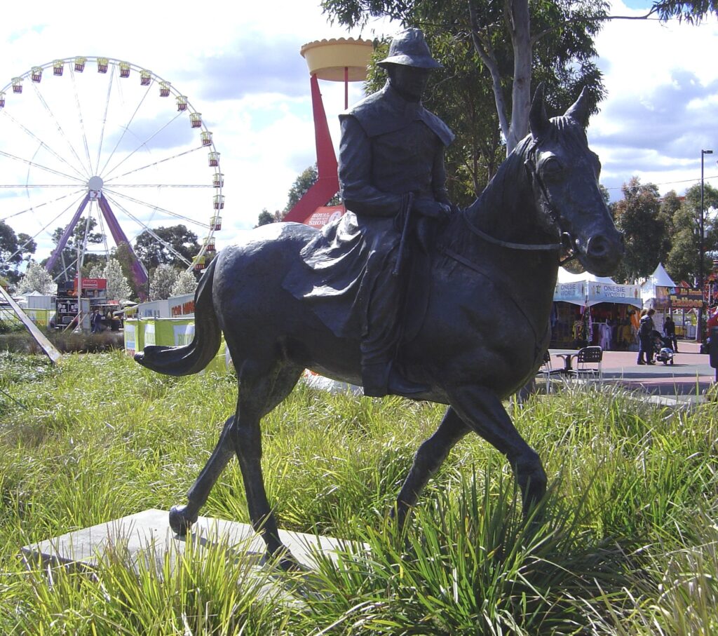 Statue of a stockman dedicated to Major David Knox at the Melbourne Showground.

Photo from the Melbourne Art Critic website