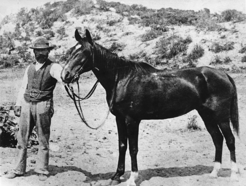 Laurie Sinclair with Norseman. Photo from The History of Norseman, schoensleben.ch