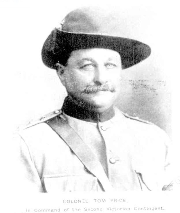 Colonel Tom Price. 11th January 1900. Melbourne Punch. This photo was reprinted in many papers and journals, and was taken by Johnstone O'Shannessey.