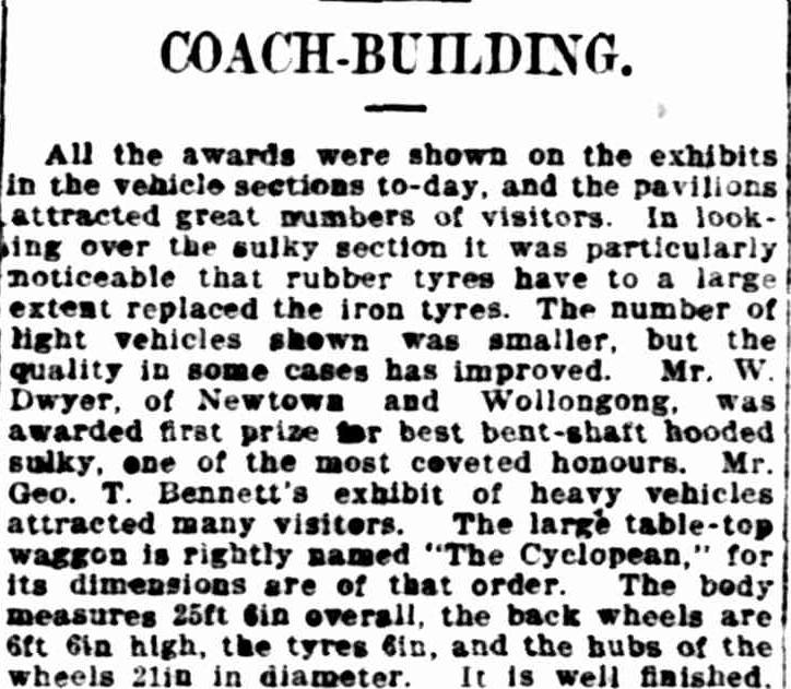 Sydney Morning Herald, 14th April, 1911.
