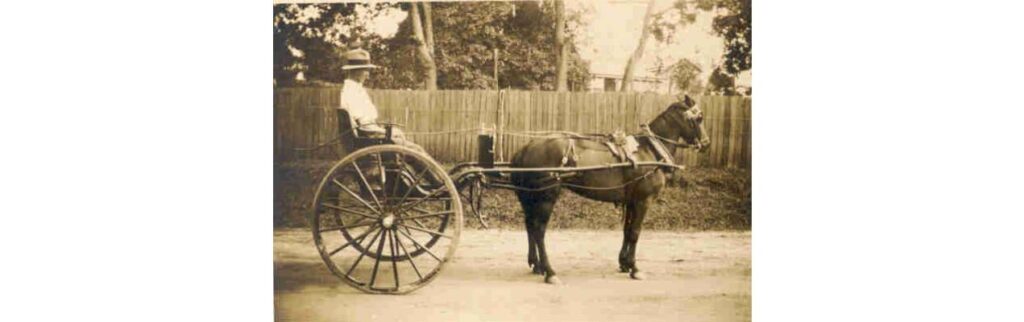 'Percy Swenson in his rubber tyred sulky drawn by his horse 'Troy', Nambour, 1926.' Sunshine Coast Libraries Solid rubber tyres, not inflated. The first inflatables were invented in Scotland in the 1840's they didn't take off then