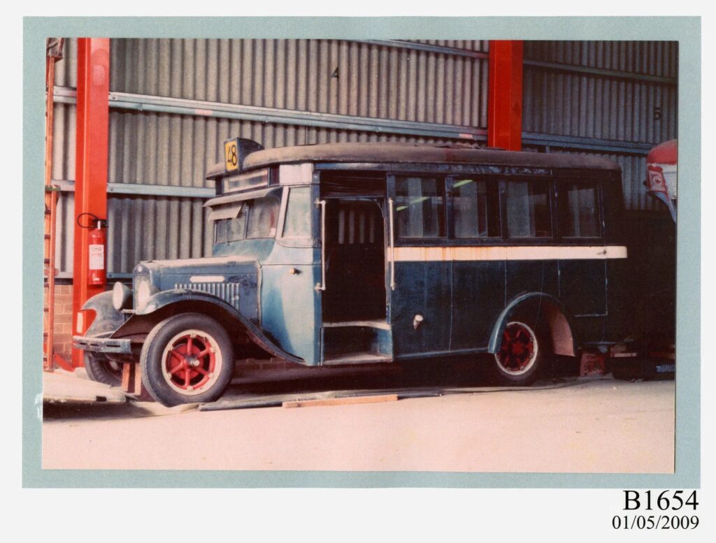 'This 1934 International bus comprises an American truck chassis built by the International Harvester Co. and a local Sydney-built body, by Syd Wood of Bankstown. The bus operated in the southern Sydney suburb of Waterfall from 1934 until 1967 and is believed to have been the oldest bus still in operation in New South Wales at the time. In an era before the popular ownership of cars, the bus provided transport for visitors and patients to the Waterfall Sanatorium, picnickers to Woronora Dam and swimmers to Garie Beach in the Royal National Park. It was owned and operated by Sarah Stork, who as an enterprising teenager established her own transport service with a horse and sulky for workers building the Waterfall Sanatorium in about 1909. Sarah was an expert horsewoman and single handedly built up, firstly a horse-drawn coach service for the route between Waterfall Station and the Sanatorium, and then from the 1920s a motor bus, taxi and haulage business. Even as late as 1965 this little International bus, still operated by Stork Bus Services, could be seen at Waterfall Station standing between runs to the Sanatorium. Sarah referred to the bus as "Biddy" but to locals it was affectionately known as "Old Biddy". 'Sarah Stork pioneered and operated her own bus service for almost half a century. She was also said to have been the first woman in New South Wales to be issued with an omnibus driver's licence which she held until the age of 74 in 1963.' Powerhouse