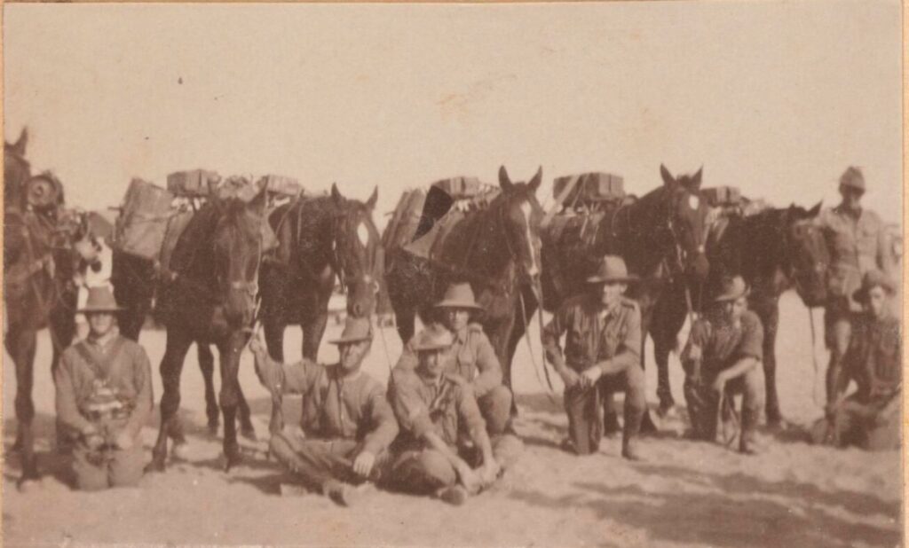 Machine Gun section of 4th Light Horse, 1915. W.A. S. Dunlop collection of photos, National Library of Australia.