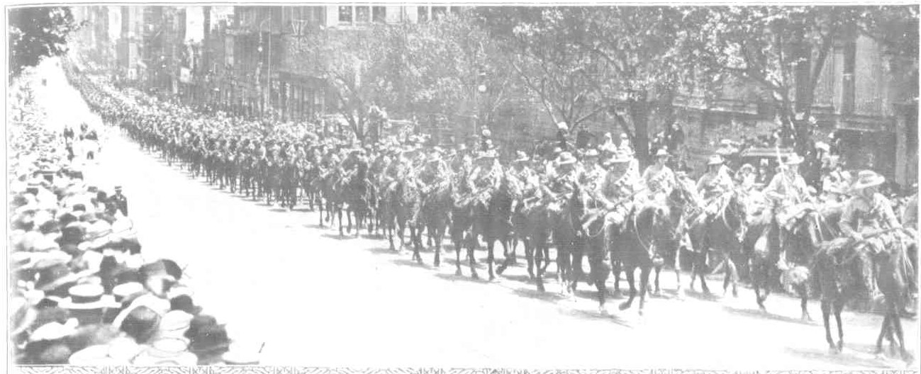 Parade up Collins St.' Australasian, 23rd January 1915